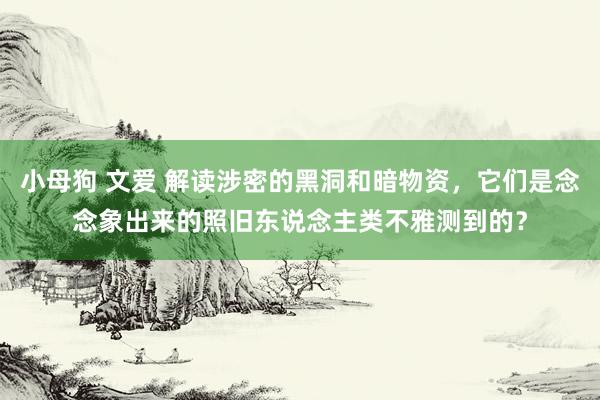 小母狗 文爱 解读涉密的黑洞和暗物资，它们是念念象出来的照旧东说念主类不雅测到的？