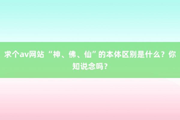 求个av网站 “神、佛、仙”的本体区别是什么？你知说念吗？